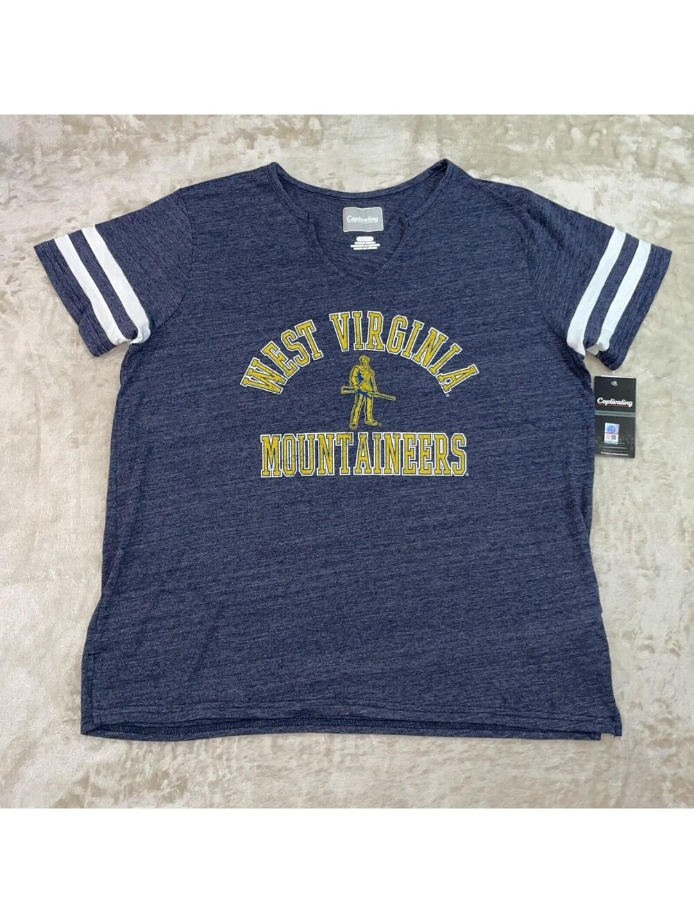 West Virginia Mountaineers T Shirt Womens [SIZE XL Navy Athletic Heather NEW NWT